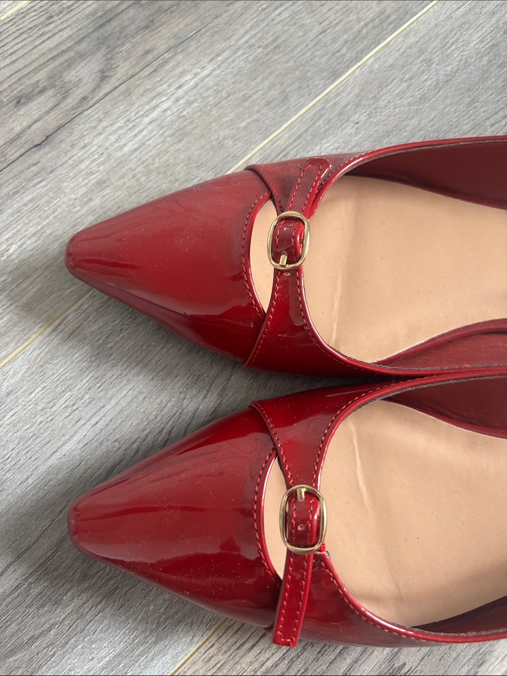 SHEIN Burgundy Red Patent Pointed Toe Slingback Flats Size 8 - Picture 5 of 11
